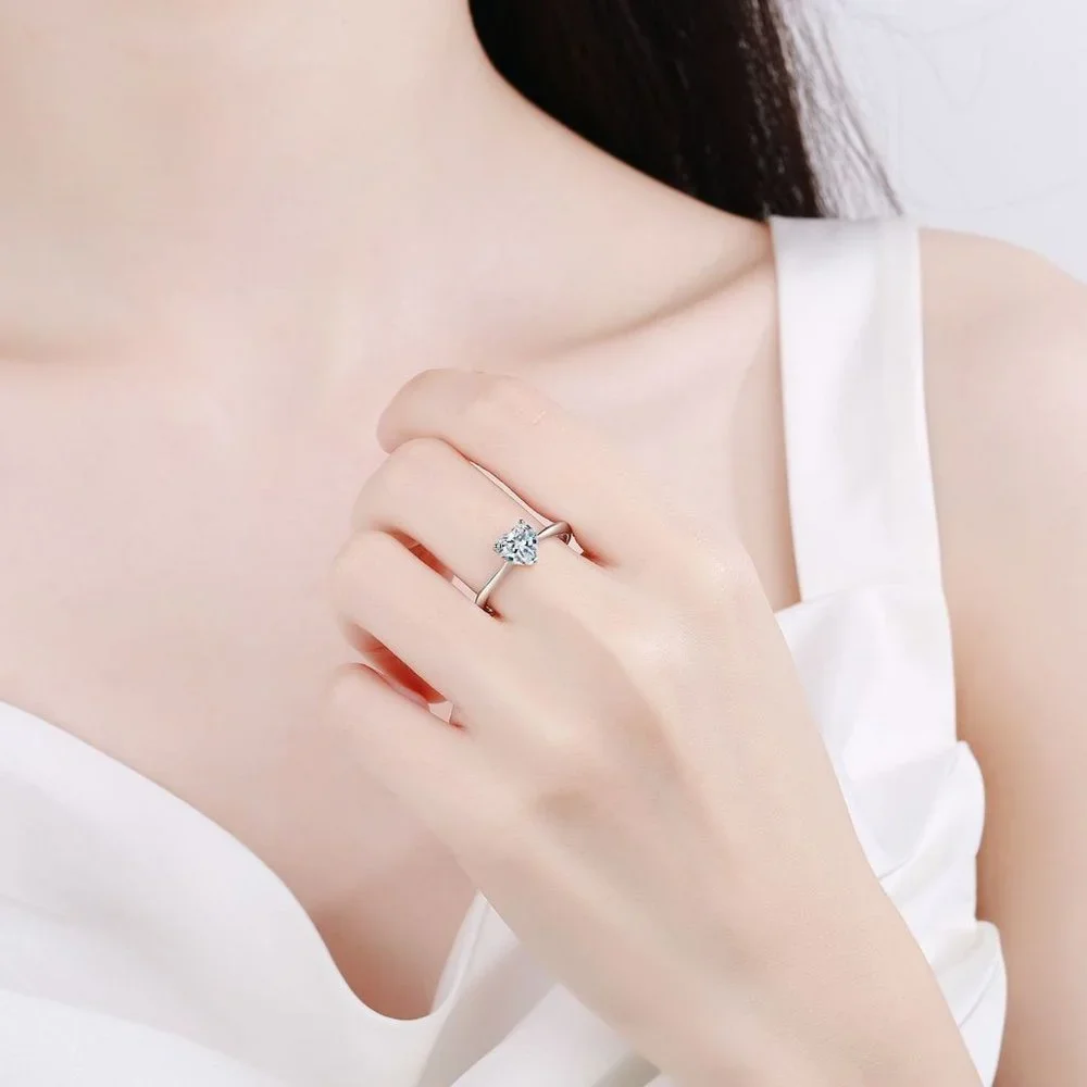 Certified 2ct. t.w. Diamond Moissanite Heart Engagement Ring NEW